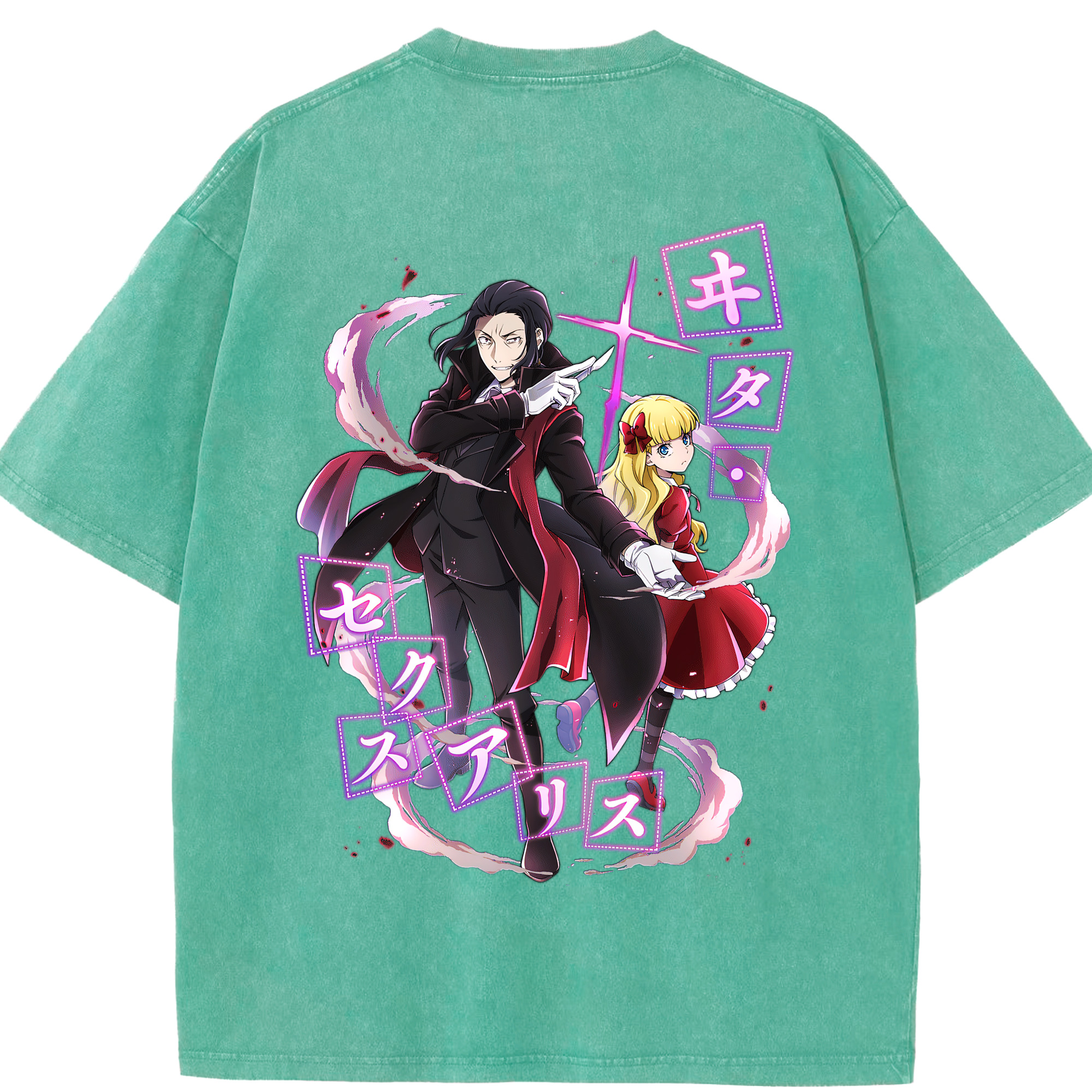 （画像用） 文豪ストレイドッグス Bungo Stray Dogs 綿100% ヴィンテージ風 半袖Tシャツ（背面プリント）